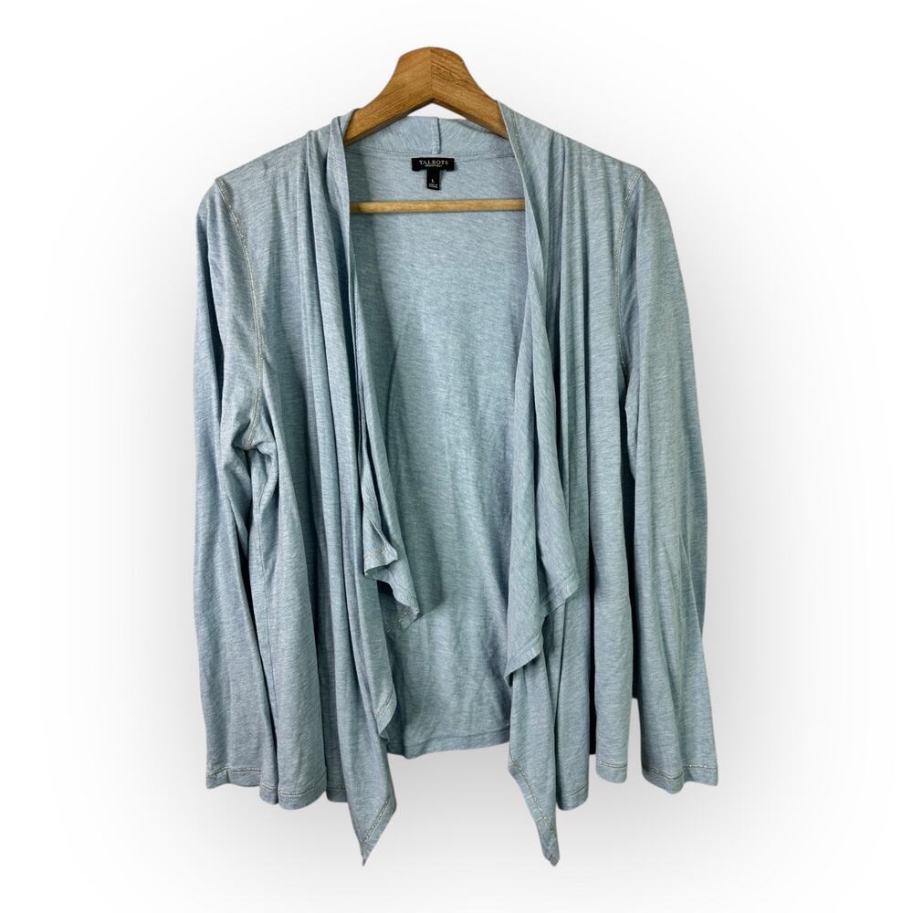 Talbots Womens size Large Open Front Drape Front Lightweight Cardigan